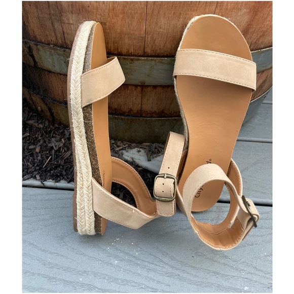 Boho Vegan Suede Buckle Ankle Strap Espadrille Sandal - Picture 4 of 16